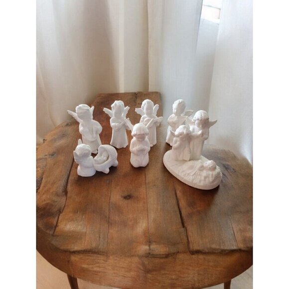 Vtg Goebel porcelain angels set of 7 figurine W Germany band instruments praying - Picture 1 of 14